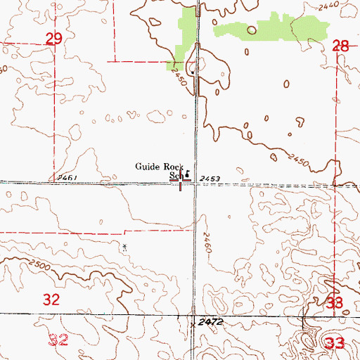 Topographic Map of Guide Rock School, NE