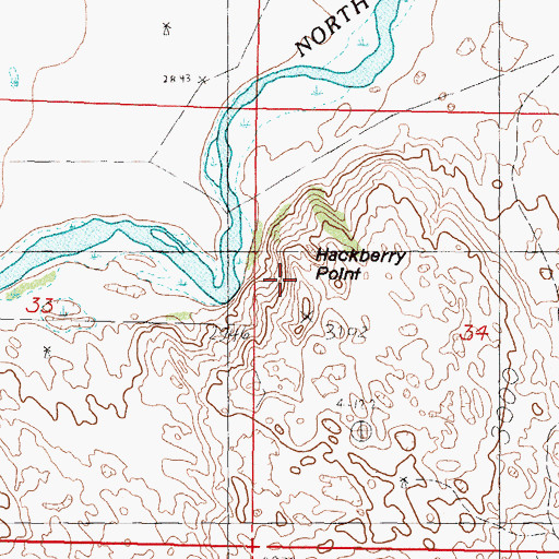 Topographic Map of Hackberry Point, NE