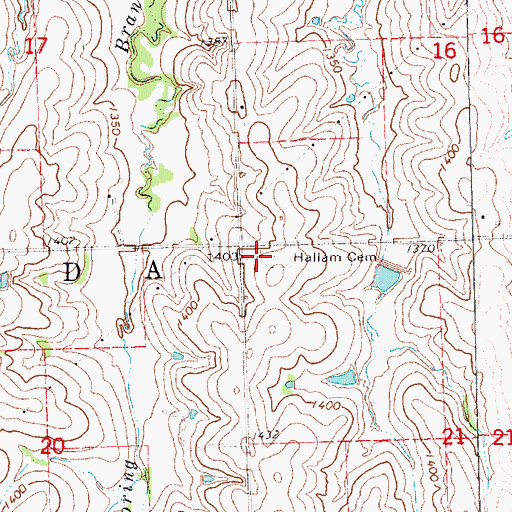 Topographic Map of Hallam Cemetery, NE