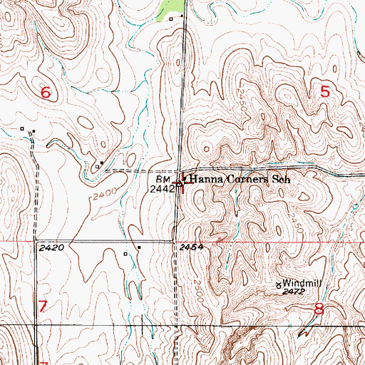 Topographic Map of Hanna Corners School (historical), NE