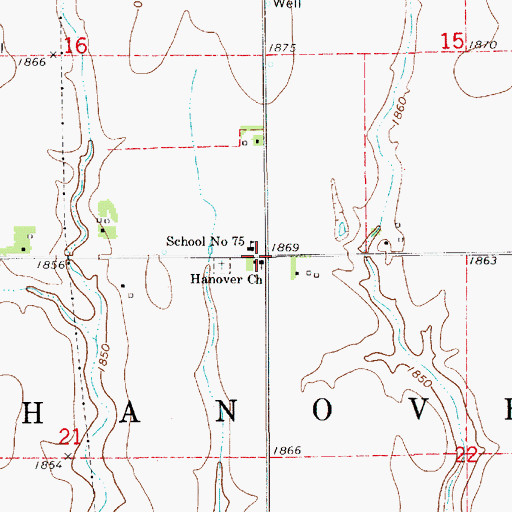 Topographic Map of Hanover Church, NE