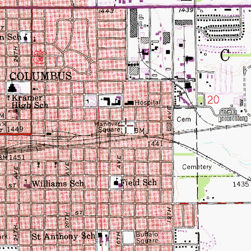 Topographic Map of Hanover Square, NE
