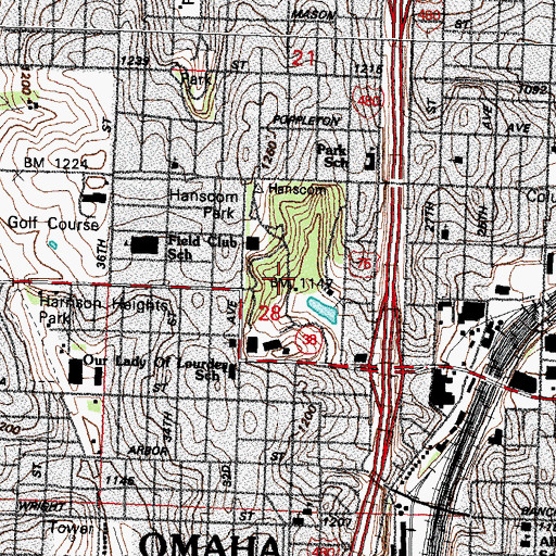 Topographic Map of Hanscom Park, NE