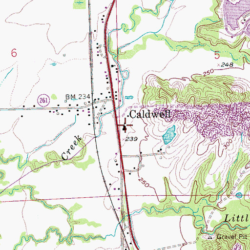 Topographic Map of Caldwell Elementary School, AR