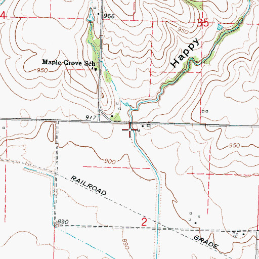 Topographic Map of Happy Hollow, NE
