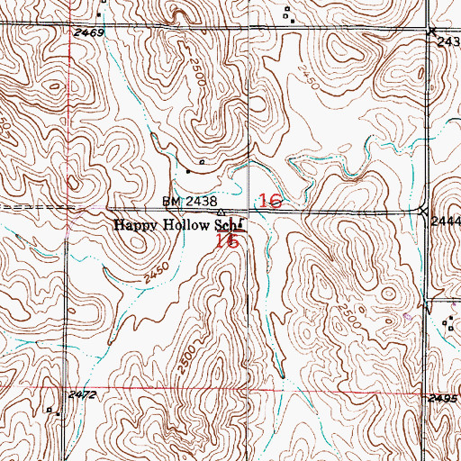 Topographic Map of Happy Hollow School (historical), NE