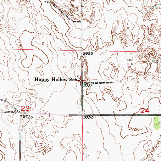 Topographic Map of Happy Hollow School (historical), NE