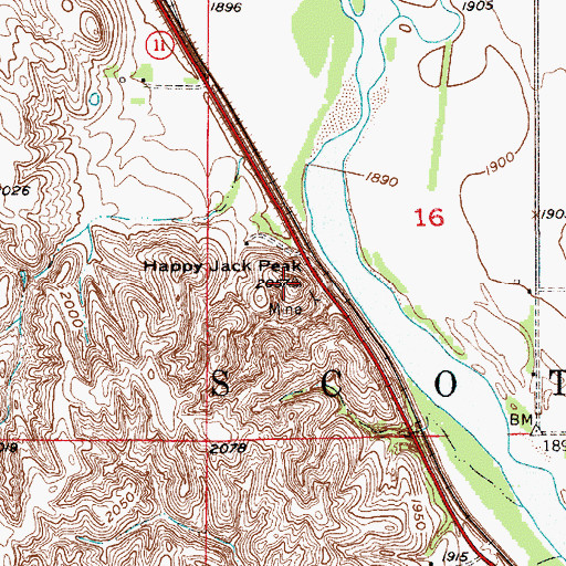 Topographic Map of Happy Jack Peak, NE