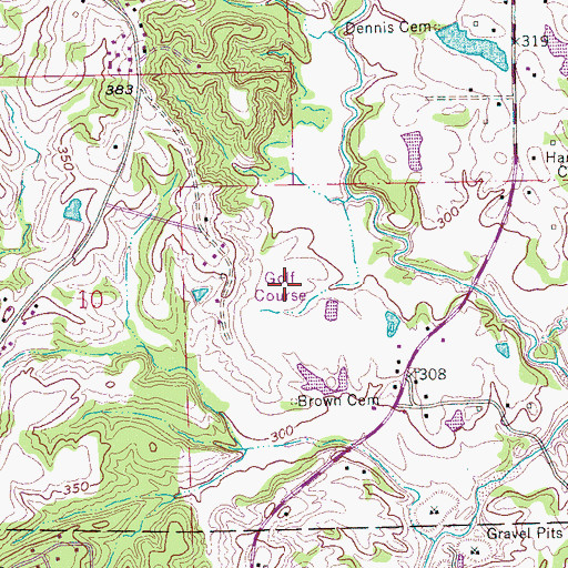 Topographic Map of Ridgecrest Country Club, AR