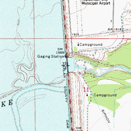 Topographic Map of Harlan County Dam, NE