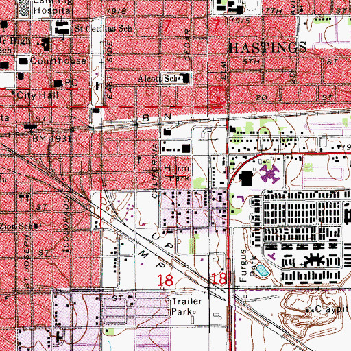 Topographic Map of Harms Park, NE
