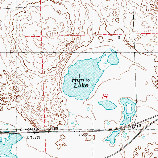 Topographic Map of Harris Lake, NE