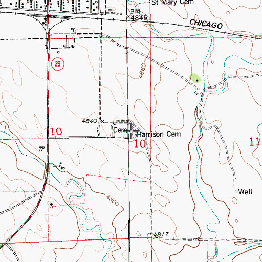 Topographic Map of Harrison Cemetery, NE