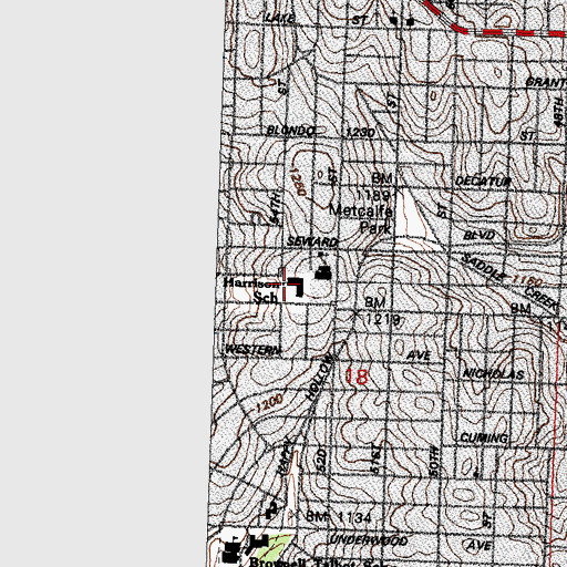 Topographic Map of Harrison Elementary School, NE