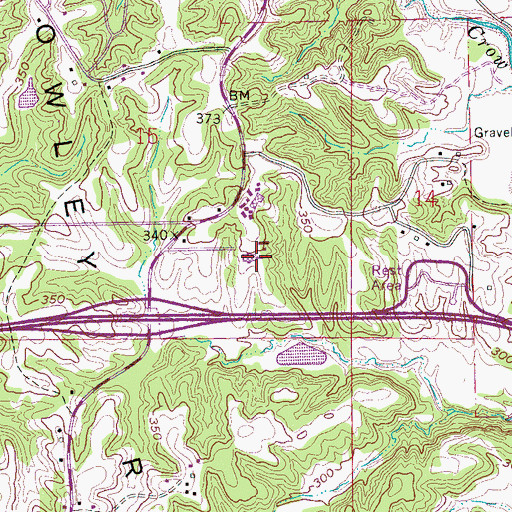 Topographic Map of Crowleys Ridge Vocational Technical School, AR