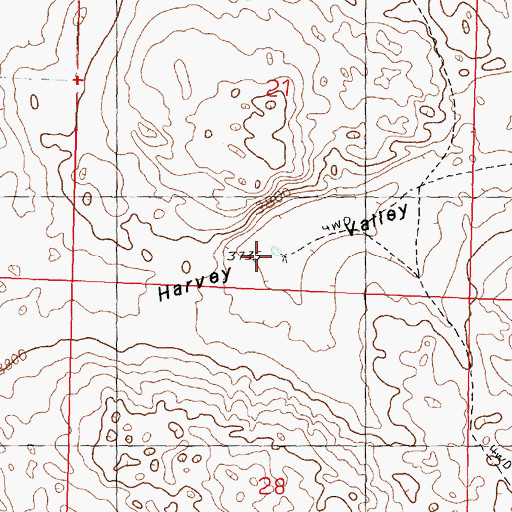 Topographic Map of Harvey Valley, NE