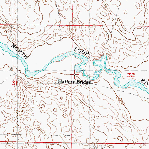 Topographic Map of Hatters Bridge, NE