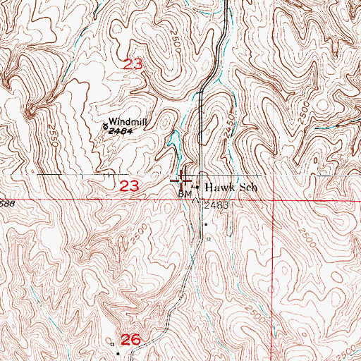 Topographic Map of Hawk School (historical), NE