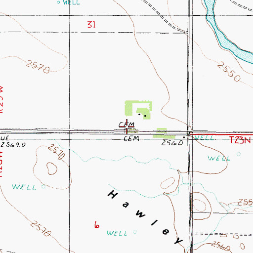 Topographic Map of Hawley Flats Cemetery, NE