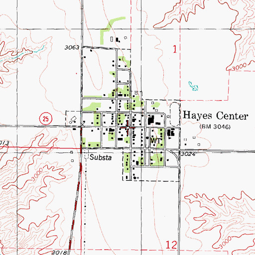 Topographic Map of Hayes Center, NE