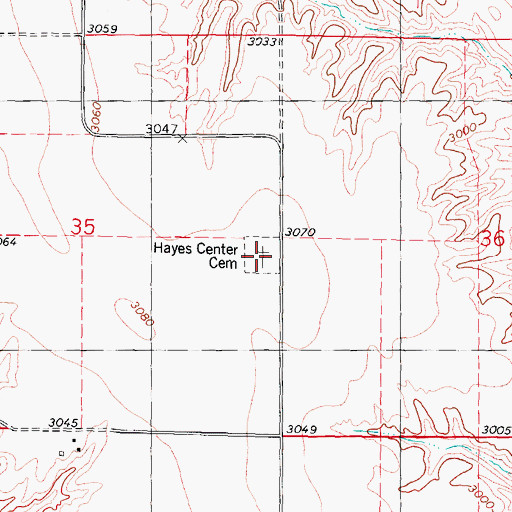 Topographic Map of Hayes Center Cemetery, NE