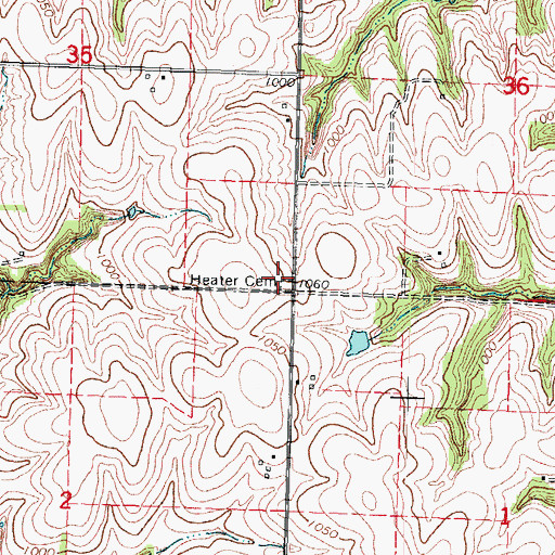 Topographic Map of Heater Cemetery, NE
