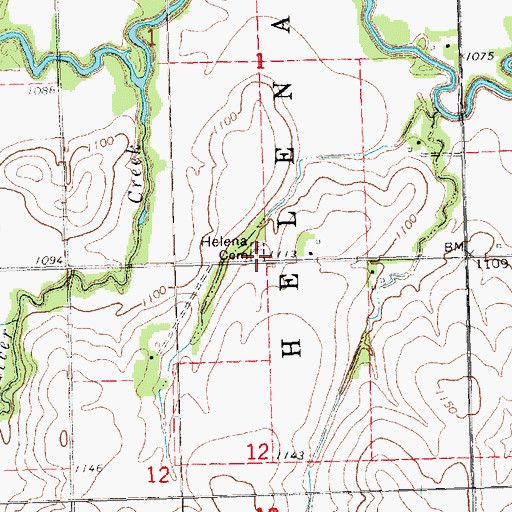 Topographic Map of Helena Cemetery, NE
