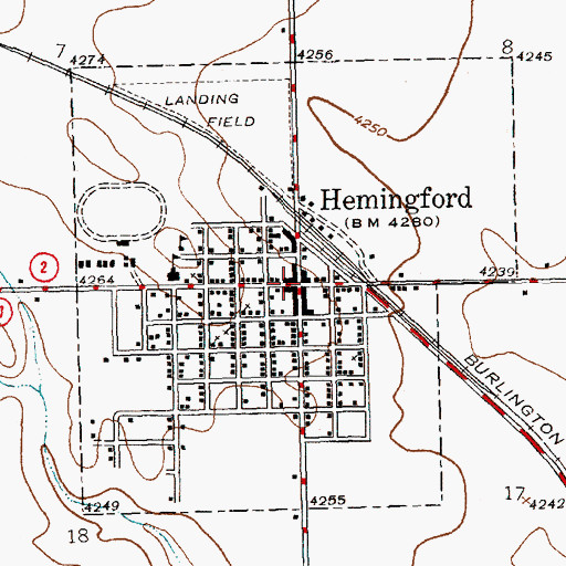 Topographic Map of Hemingford, NE