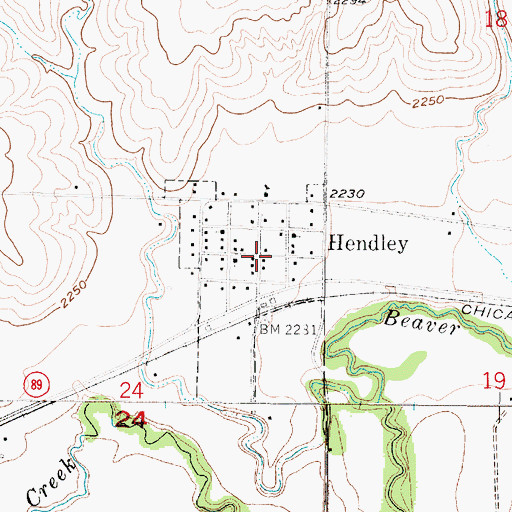 Topographic Map of Hendley, NE