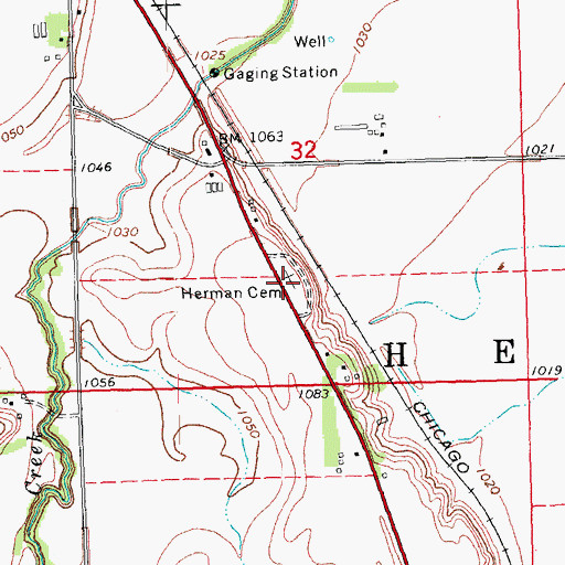 Topographic Map of Herman Cemetery, NE