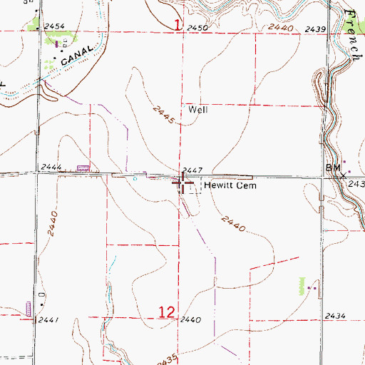 Topographic Map of Hewitt Cemetery, NE