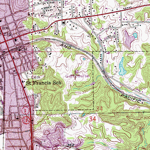 Topographic Map of Forrest City Country Club, AR