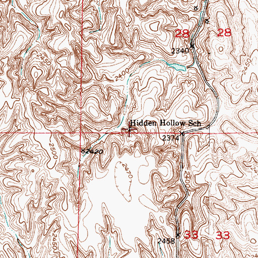 Topographic Map of Hidden Hollow School (historical), NE