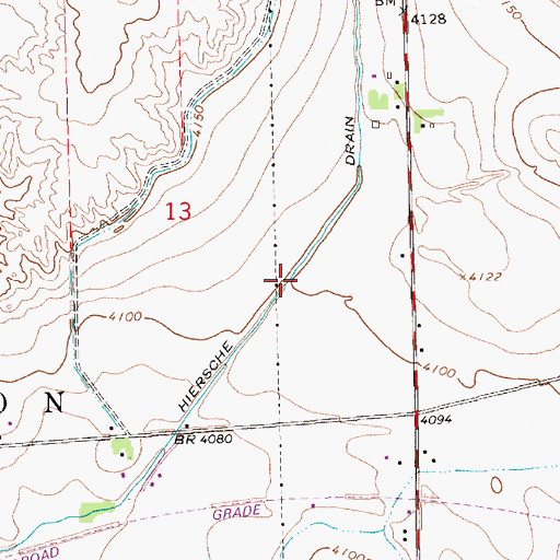 Topographic Map of Hiersche Drain, NE