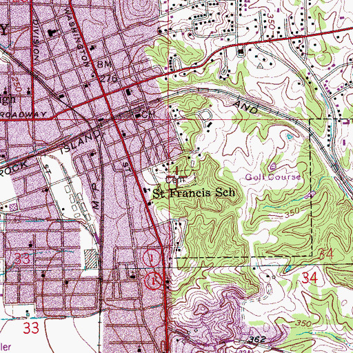 Topographic Map of Forrest City Cemetery, AR