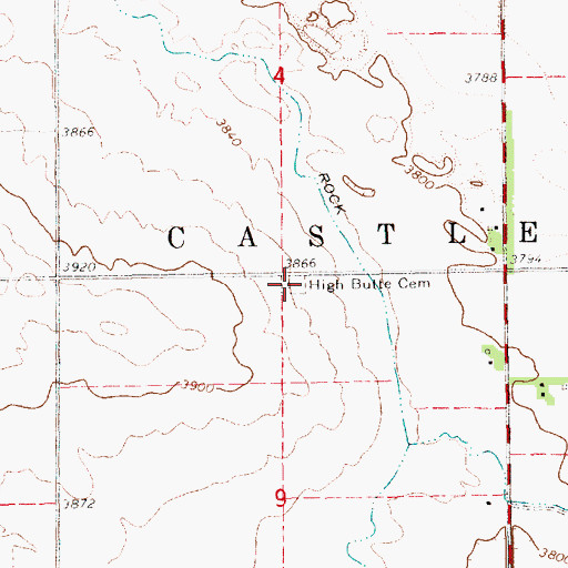 Topographic Map of High Butte Cemetery, NE