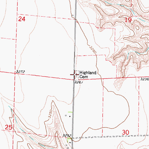 Topographic Map of Highland Cemetery, NE