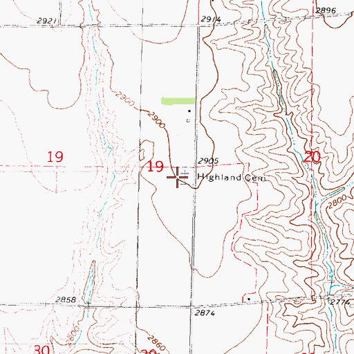 Topographic Map of Highland Cemetery, NE