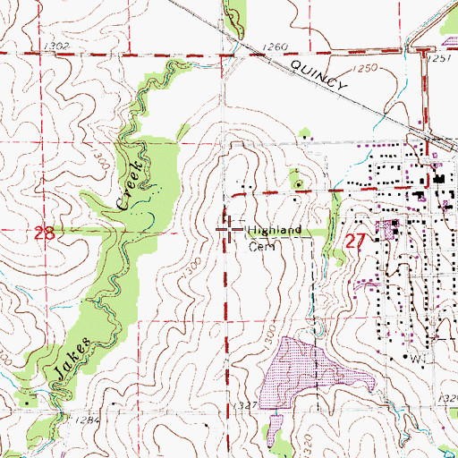 Topographic Map of Highland Cemetery, NE