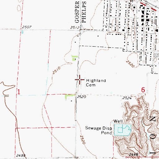 Topographic Map of Highland Cemetery, NE
