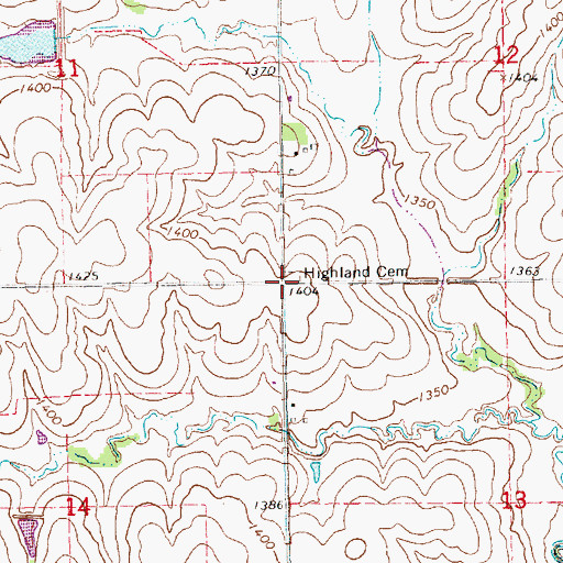 Topographic Map of Highland Cemetery, NE