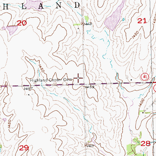 Topographic Map of Highland Center Cemetery, NE