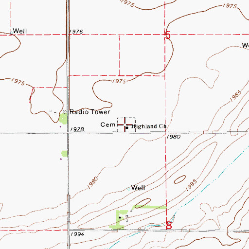 Topographic Map of Highland Church, NE