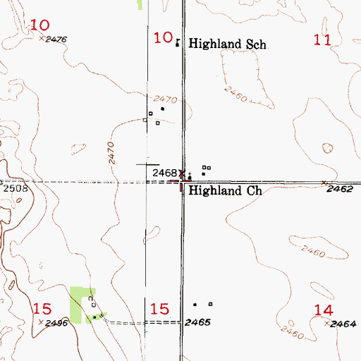 Topographic Map of Highland Church, NE