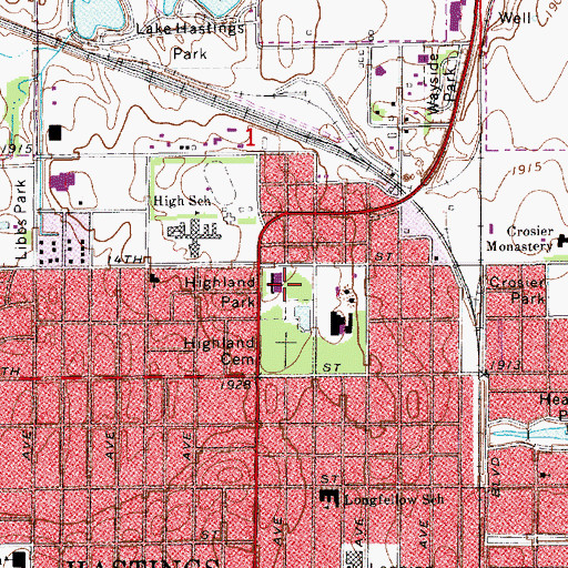 Topographic Map of Highland Park, NE