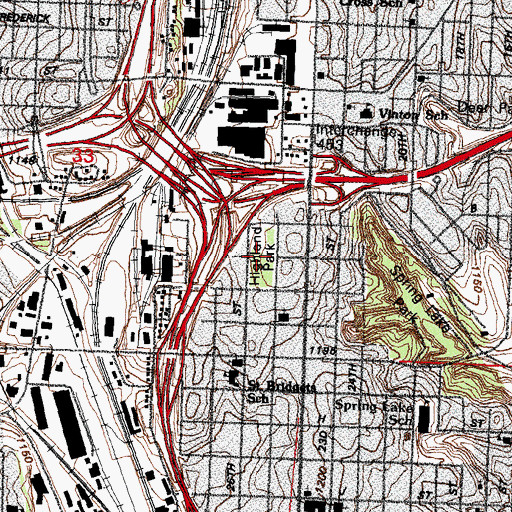 Topographic Map of Highland Park, NE