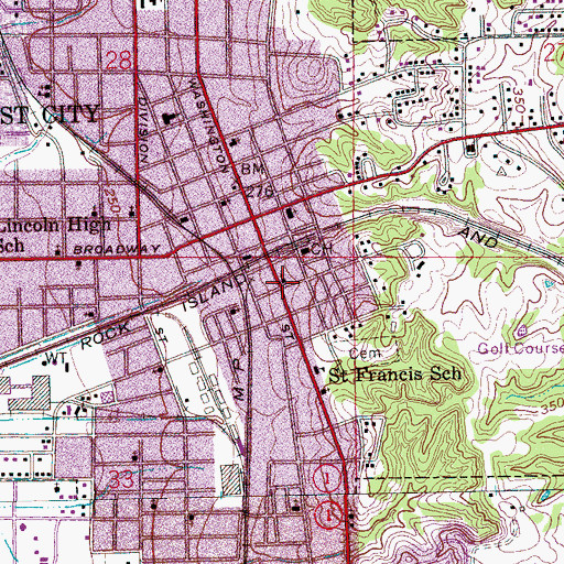 Topographic Map of First Christian Church, AR