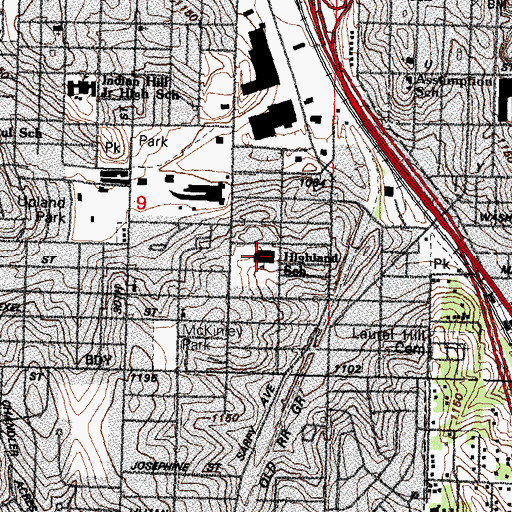 Topographic Map of Highland Elementary School, NE