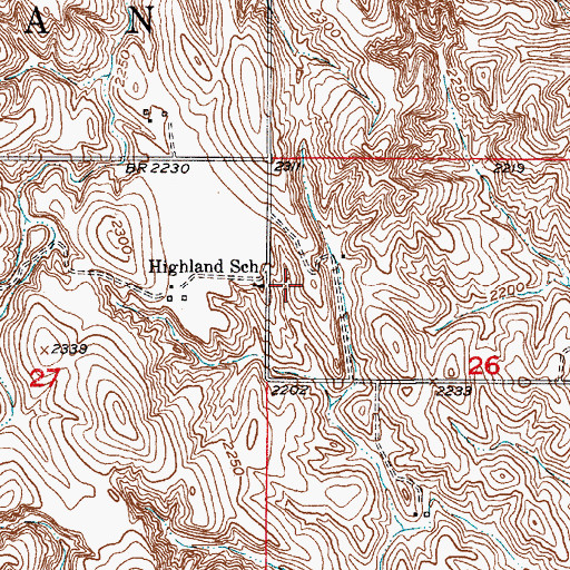 Topographic Map of Highland School, NE