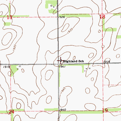 Topographic Map of Highland School, NE